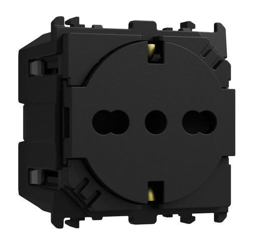 Priză italiană P40 Clean, 2P+T 16A 250 Vac, 2 module, Lybra, negru Urmet 27991.N Modular, Seria LYBRA, Prize