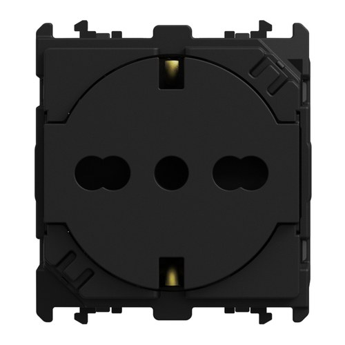Priză italiană P40 Clean, 2P+T 16A 250 Vac, 2 module, Lybra, negru Urmet 27991.N