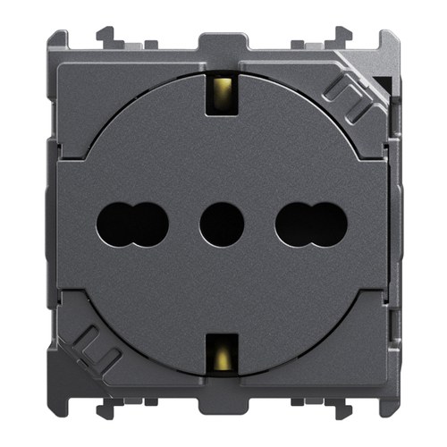 Priză italiană P40 Clean, 2P+T 16A 250 Vac, 2 module, Lybra, titan Urmet 27991.TT