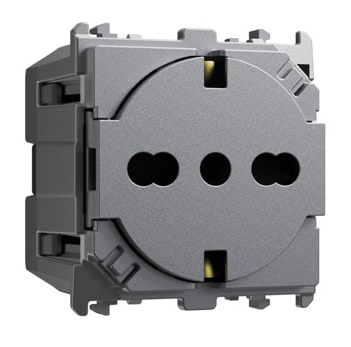 Priză italiană P40 Clean, 2P+T 16A 250 Vac, 2 module, Lybra, titan Urmet 27991.TT Modular, Seria LYBRA, Prize