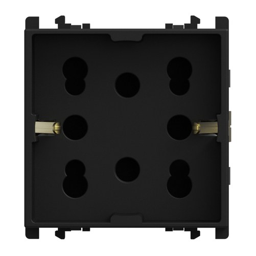 Priză multistandard italiană pentru două ștechere P11-P17 sau un ștecher Schuko, 2 module, Lybra, negru Urmet 27311/2.N