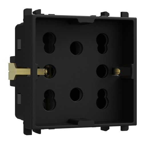 Priză multistandard italiană pentru două ștechere P11-P17 sau un ștecher Schuko, 2 module, Lybra, negru Urmet 27311/2.N Modular, Seria LYBRA, Prize