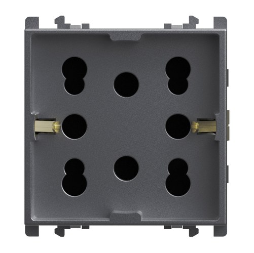 Priză multistandard italiană pentru două ștechere P11-P17 sau un ștecher Schuko, 2 module, Lybra, titan Urmet 27311/2.TT