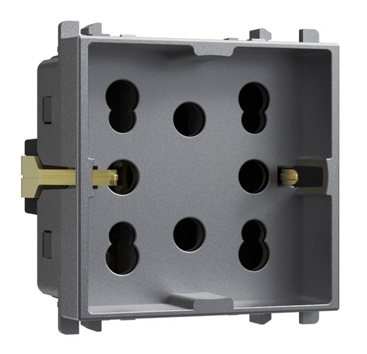Priză multistandard italiană pentru două ștechere P11-P17 sau un ștecher Schuko, 2 module, Lybra, titan Urmet 27311/2.TT Modular, Seria LYBRA, Prize