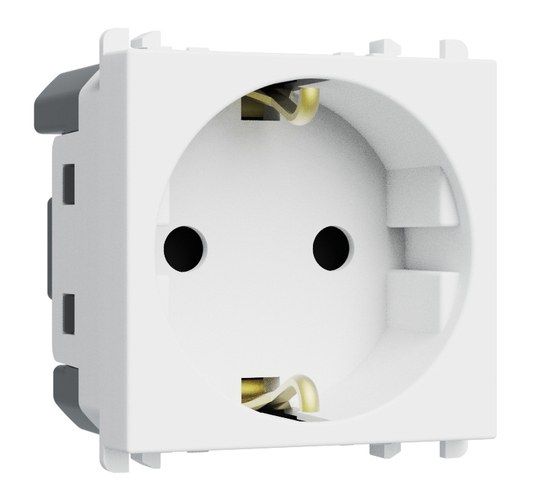 Priză Schuko (standard german), 2P+N 16A 250 Vac, 2 module, Lybra, alb Urmet 27320/2.B Modular, Seria LYBRA, Prize