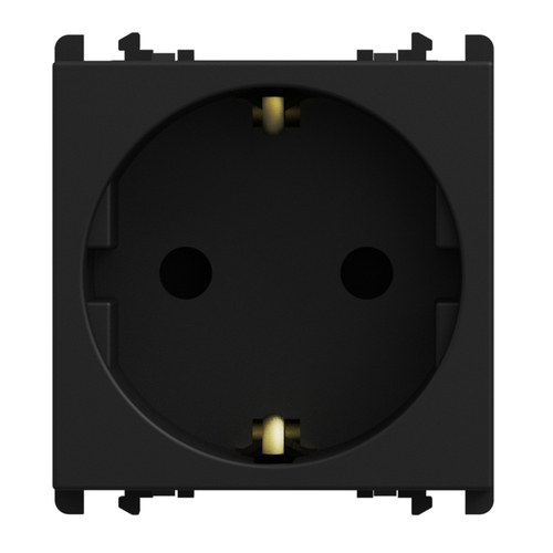 Priză Schuko (standard german), 2P+N 16A 250 Vac, 2 module, Lybra, negru Urmet 27320/2.N