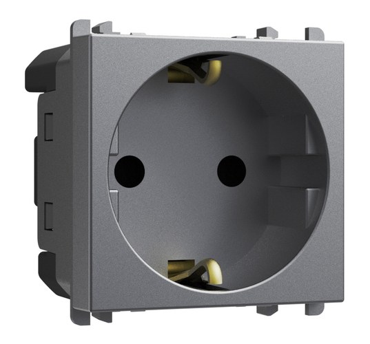 Priză Schuko (standard german), 2P+N 16A 250 Vac, 2 module, Lybra, titan Urmet 27320/2.TT Modular, Seria LYBRA, Prize