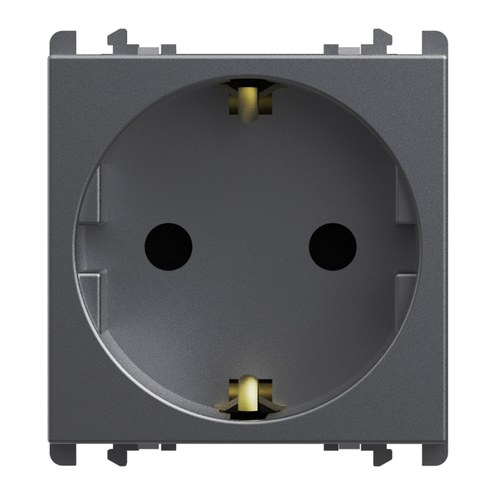 Priză Schuko (standard german), 2P+N 16A 250 Vac, 2 module, Lybra, titan Urmet 27320/2.TT
