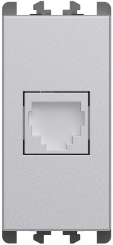 Priză telefonică RJ11 cu borne rapide, 1 modul, Lybra, aluminiu Urmet 27411.AL