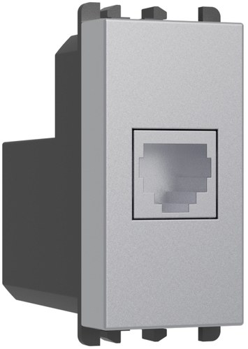 Priză telefonică RJ11 cu borne rapide, 1 modul, Lybra, aluminiu Urmet 27411.AL Modular, Seria LYBRA, Prize