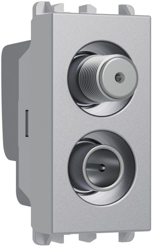Priză TV-SAT terminală cu demixare, atenuare 5 dB, 1 modul, Lybra, aluminiu Urmet 27406.AL Modular, Seria LYBRA, Prize
