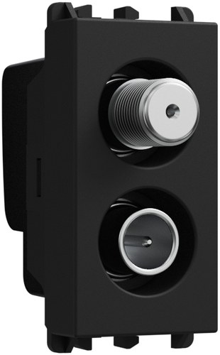 Priză TV-SAT terminală cu demixare, atenuare 5 dB, 1 modul, Lybra, negru Urmet 27406.N Modular, Seria LYBRA, Prize