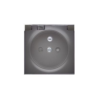 Carcasa pentru priza simpla- IP44 capac transparent, carbune metalic