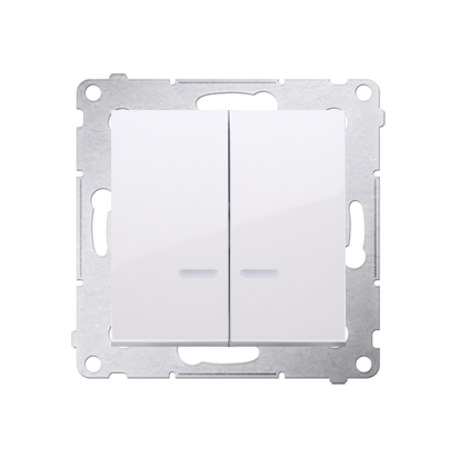 Comutator cu led pentru versiunea IP44 (modul) 16A, 250V~, borne cu surub; alb   *Echipat cu garnitura de etansare sub clapeta D