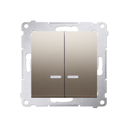 Comutator cu led pentru versiunea IP44 (modul) 16A, 250V~, borne cu surub; gold mat metalic *Echipat cu garnitura de etansare su