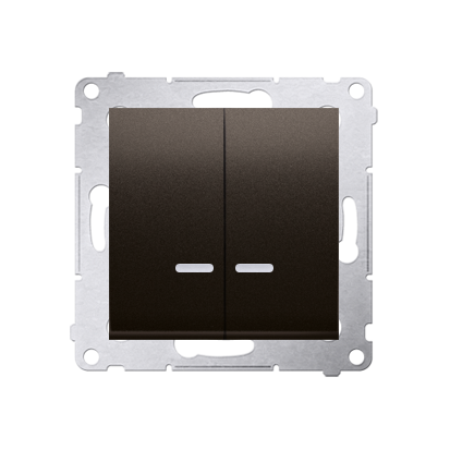 Comutator cu led pentru versiunea IP44 (modul) 16A, 250V~, borne cu surub; maron mat metalic *Echipat cu garnitura de etansare s