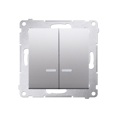 Comutator cu led pentru versiunea IP44 (modul) 16A, 250V~, conexiune borne cu surub; silved mat metalic *Echipat cu garnitura de