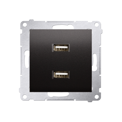 Incarcator dublu USB, 2.1 A, 5V DC, 230V; antracit metalic
