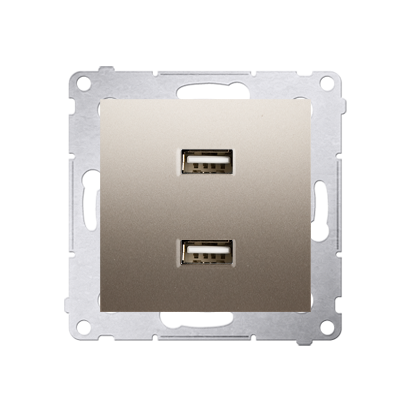 Incarcator dublu USB, 2.1 A, 5V DC, 230V; gold mat metalic