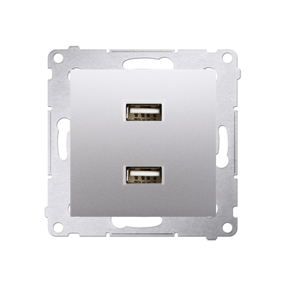 Incarcator dublu USB, 2.1 A, 5V DC, 230V; silver mat metalic