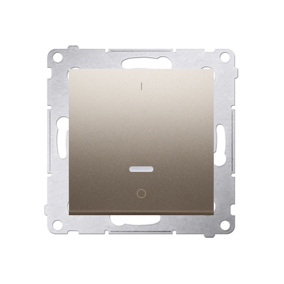 Intrerupator bipolar cu led  10A, 250V~, conectare rapida (fitinguri push-in), gold mat metalic