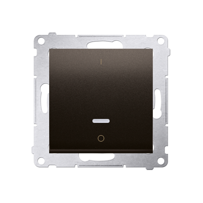Intrerupator bipolar cu led 10A, 250V~, conectare rapida (fitinguri push-in), maron mat metalic