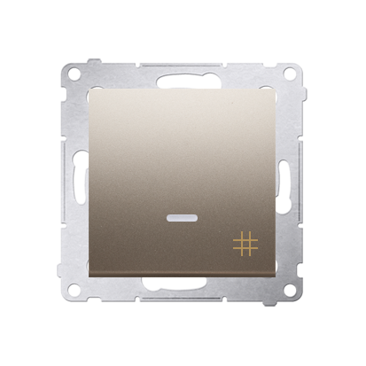Intrerupator cruce cu led  10A, 250V~, conectare rapida (fitinguri push-in), auriu mat metalic