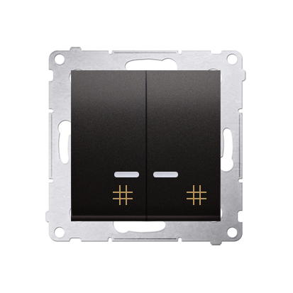 Intrerupator dublu cruce cu led 10A, 250V~, conectare rapida (fitinguri push-in), antracit mat metalic