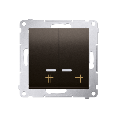 Intrerupator dublu cruce cu led 10A, 250V~, conectare rapida (fitinguri push-in), maron mat metalic