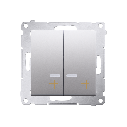Intrerupator dublu cruce cu led  10A, 250V~, conectare rapida (fitinguri push-in), silver mat metalic