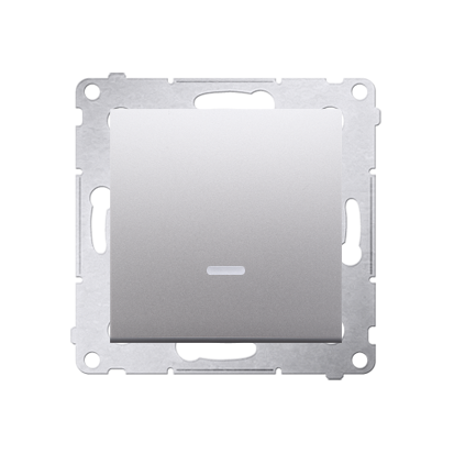 Intrerupator simplu cu indicator LED  10A, 250V~, conectare rapida (fitinguri push-in), silver mat metalic Aparataj, Standard German