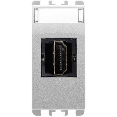 nea - Priza HDMI cu un adaptor 19 pini F/F, 1 modul, Aluminiu Aparataj, Modular