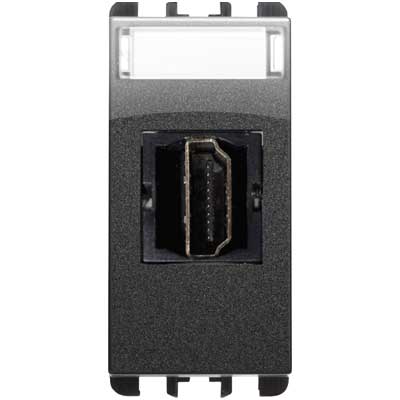 nea - Priza HDMI cu un adaptor 19 pini F/F, 1 modul, culoare Otel inchis Aparataj, Modular