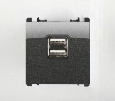 nea - Priza USB 5V 1.2A 2 porturi USB, 2 mod., culoare Otel inchis