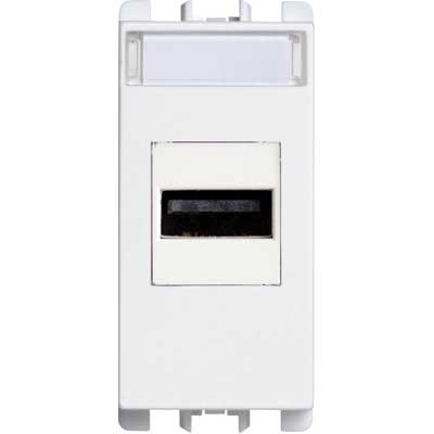 nea - Priza USB cu prindere cu suruburi, 1 modul,Alb