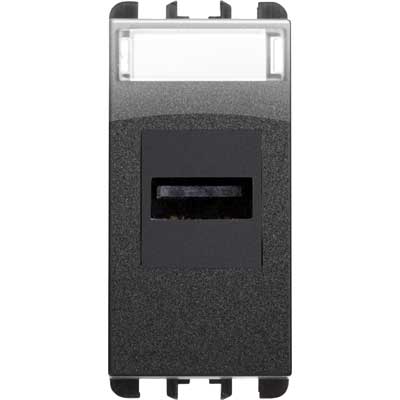 nea - Priza USB cu prindere cu suruburi, 1 modul, culoare Otel inchis