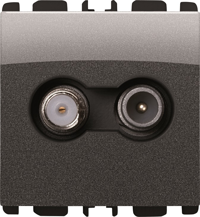 nea - Priza pasanta att. 18 dB, tata IEC 169-2 (TV) si mama (SAT), 2 mod, culoare Otel inchis