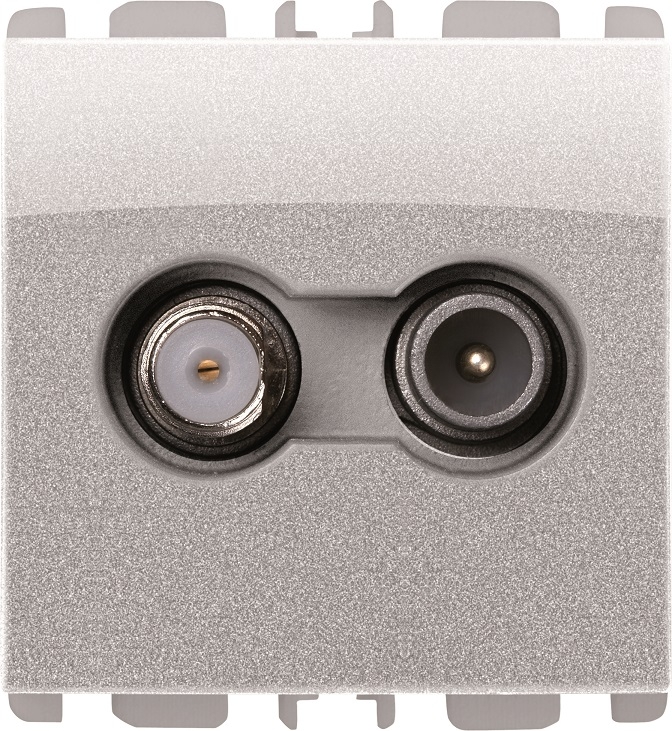 nea - Priza pasanta att. 5 dB, tata IEC 169-2 (TV) si mama (SAT), 2 mod, Aluminiu