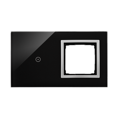 Panou Touch 2 module, modul 1:1 comanda touch, modul 2: spatiu pentru modul argintiu Simon 54, sticla neagra Aparataj, Standard German