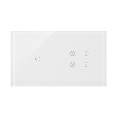 Panou Touch 2 module, modul 1:1 comanda touch, modul 2:4 comenzi touch, sticla alb perlat