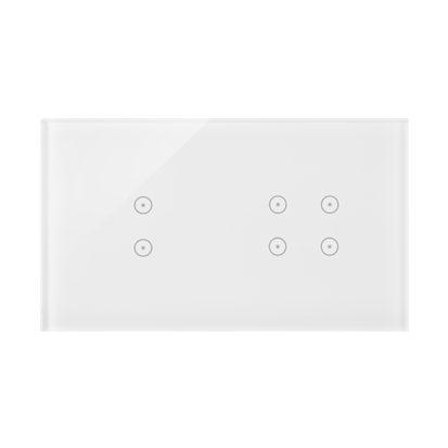 Panou Touch 2 module, modul 1:2 comenzi verticale touch, modul 2: 4 comenzi touch, sticla alba perlata Aparataj, Standard German