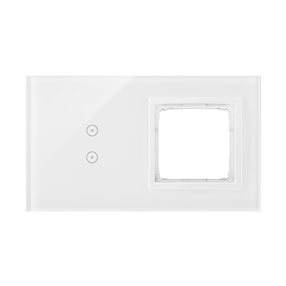 Panou Touch 2 module, modul 1:2 comenzi verticale touch, modul 2: spatiu alb pentru modul Simon 54, sticla alba perlata Aparataj, Standard German