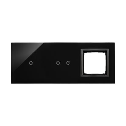 Panou Touch 3 module, modul 1: 1 comanda touch, modul 2: 2 comenzi orizontale touch, modul 3: spatiu pentru modul antracit Simon 54, sticla neagra