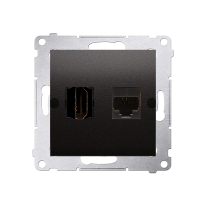 Priza HDMI+priza RJ45 cat6, antracit metalic