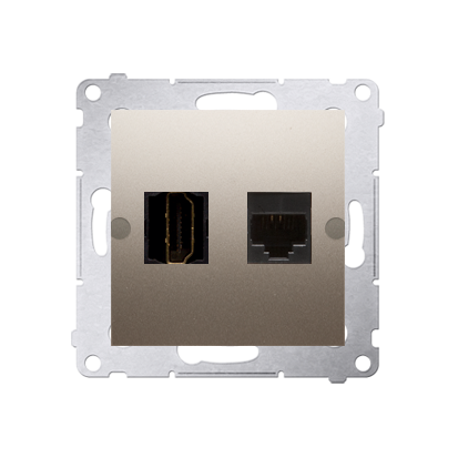 Priza HDMI+priza RJ45 cat6, gold mat metalic