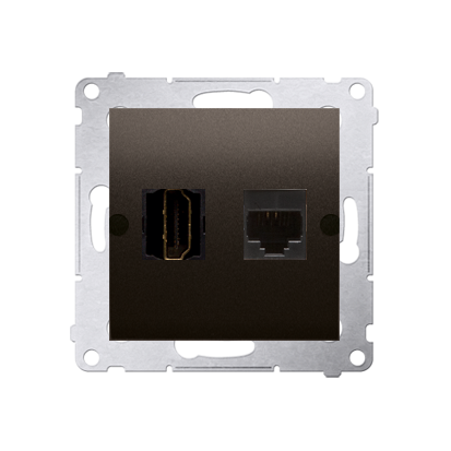 Priza HDMI+priza RJ45 cat6, maron mat metalic