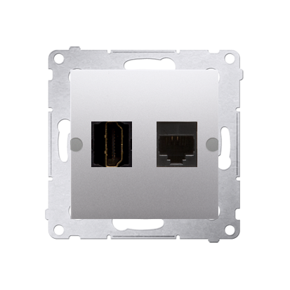 Priza HDMI+priza RJ45 cat6, silver mat metalic