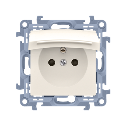 Priza IP44 cu impamantare, garnitura de etansare cu obturatoare de protectie, capac crem 16 A, 250V~, crem, borne cu surub