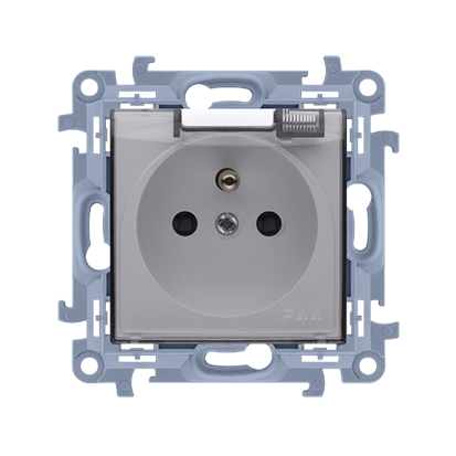 Priza IP44  cu impamantare, garnitura de etansare cu obturatoare de protectie, capac transparent 16 A, 250V~, alb, borne cu suru