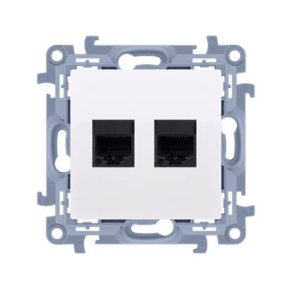 Priza RJ45 cat.5e + priza telefon RJ12, alb